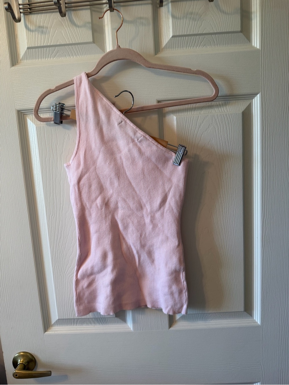 Jessica One-Shoulder Ribbed Tank - Light Pink